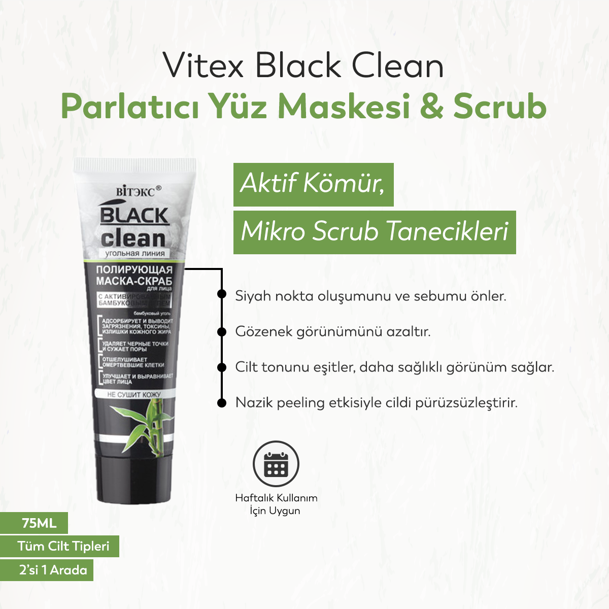 Vitex - Black Clean - Parlatıcı Yüz Maskesi Scrub (75 ml)