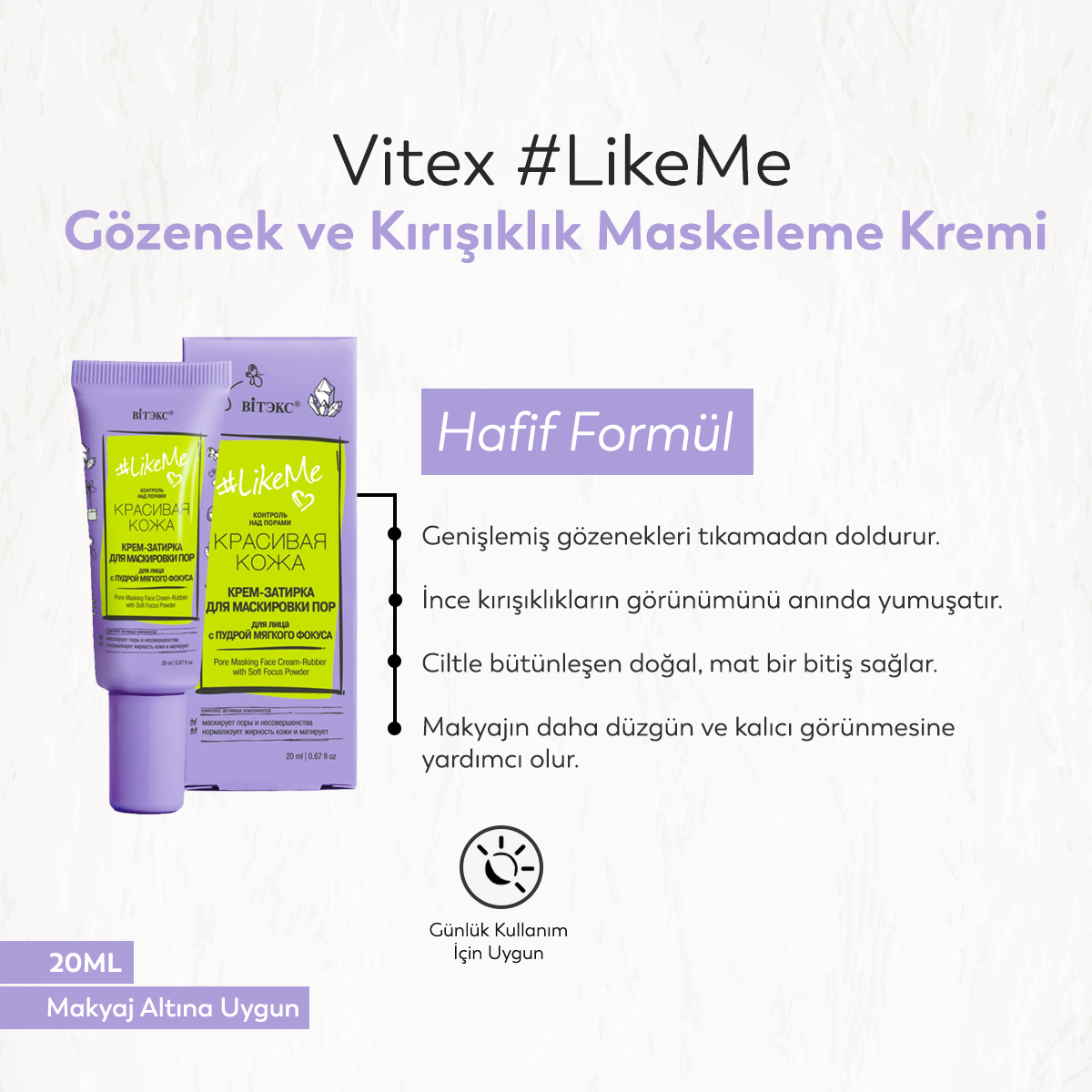 Vitex - #LikeMe - Gözenek ve Kırışıklık Maskeleme Kremi (20 ml)
