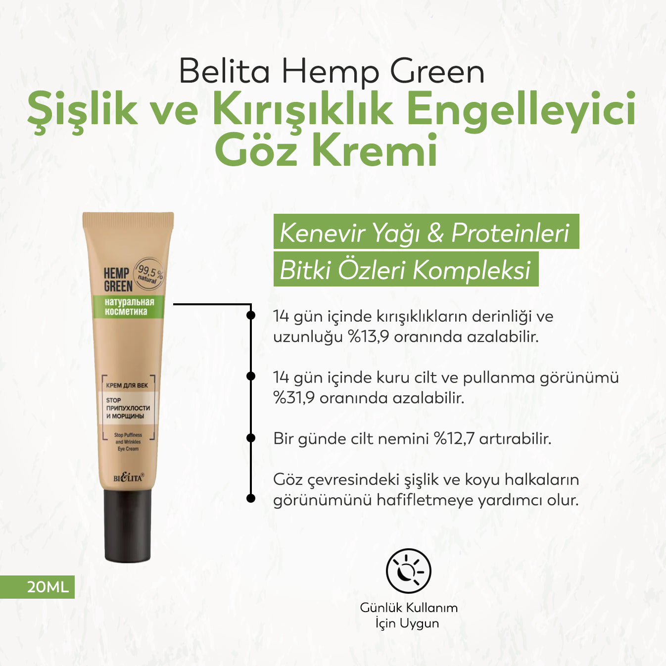 Hemp Green Şişlik Ve Kırışıklık Engelleyici Göz Kremi (20 ml)