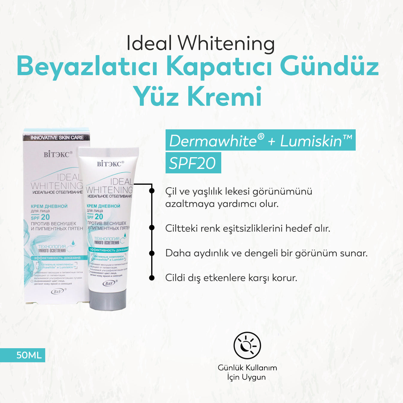 Vitex - Ideal Whitening - Beyazlatıcı Kapatıcı Gündüz Yüz Kremi SPF20 (50 ml)