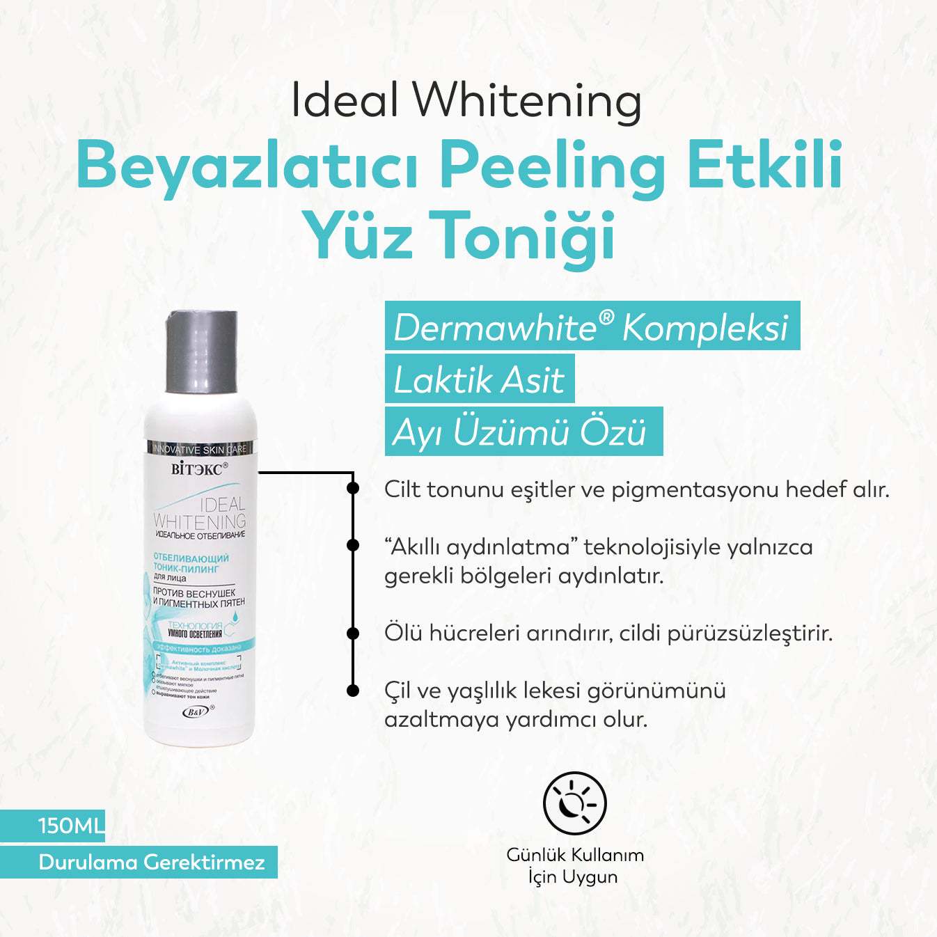 Vitex Ideal Whitening Beyazlatıcı Peeling Etkili Yüz Toniği (150 ml)