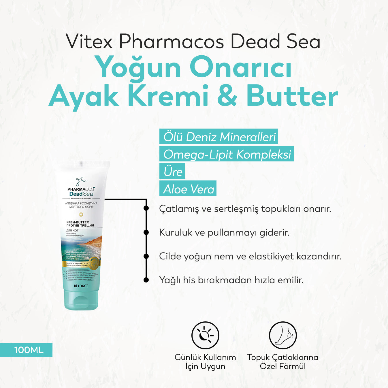 Vitex PHARMACOS DEAD SEA Çatlaklar İçin Yoğun Onarıcı Ayak Kremi - Butter (100 ml)