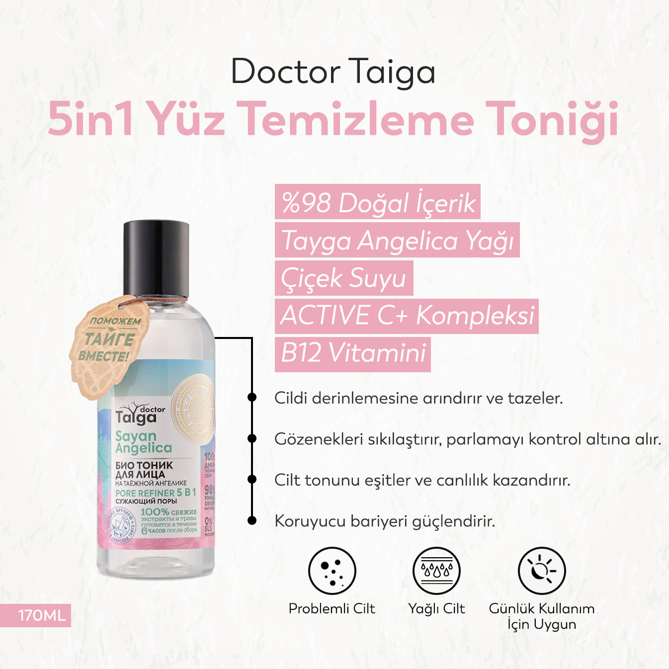 Doctor Taiga 5in1 Yüz Temizleme Toniği (170 ml)