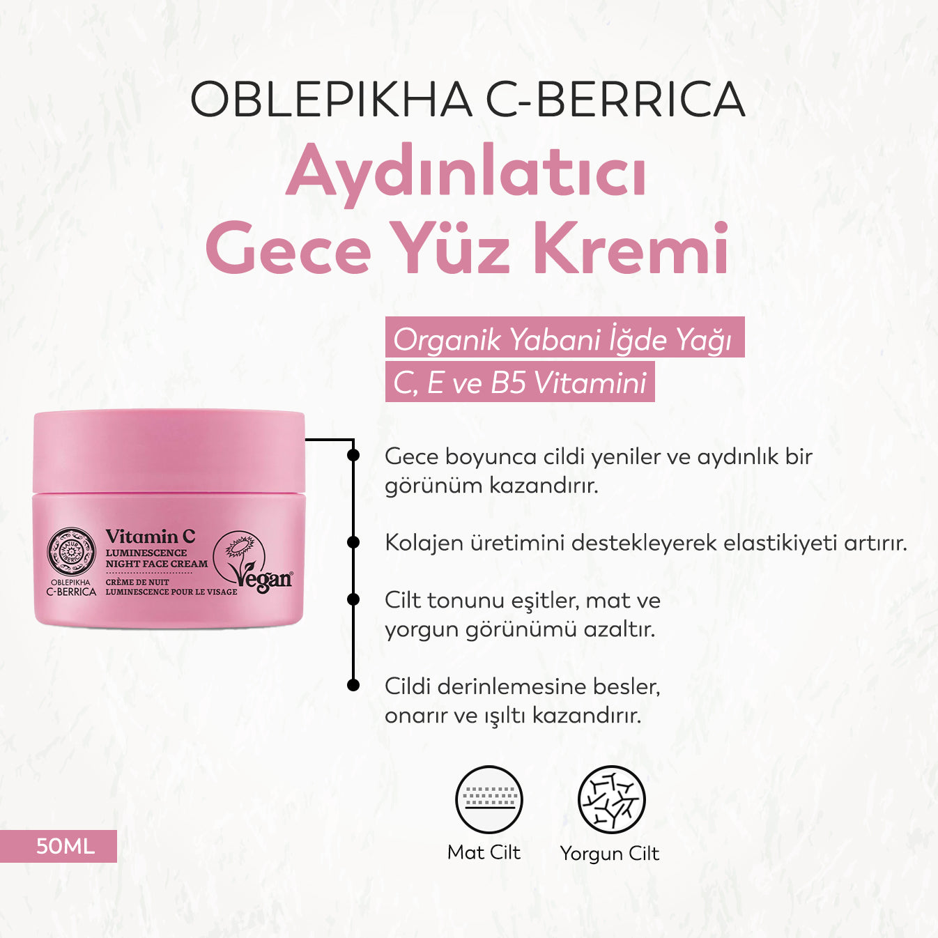OBLEPIKHA C-BERRICA Aydınlatıcı Gece Yüz Kremi (50 ml)