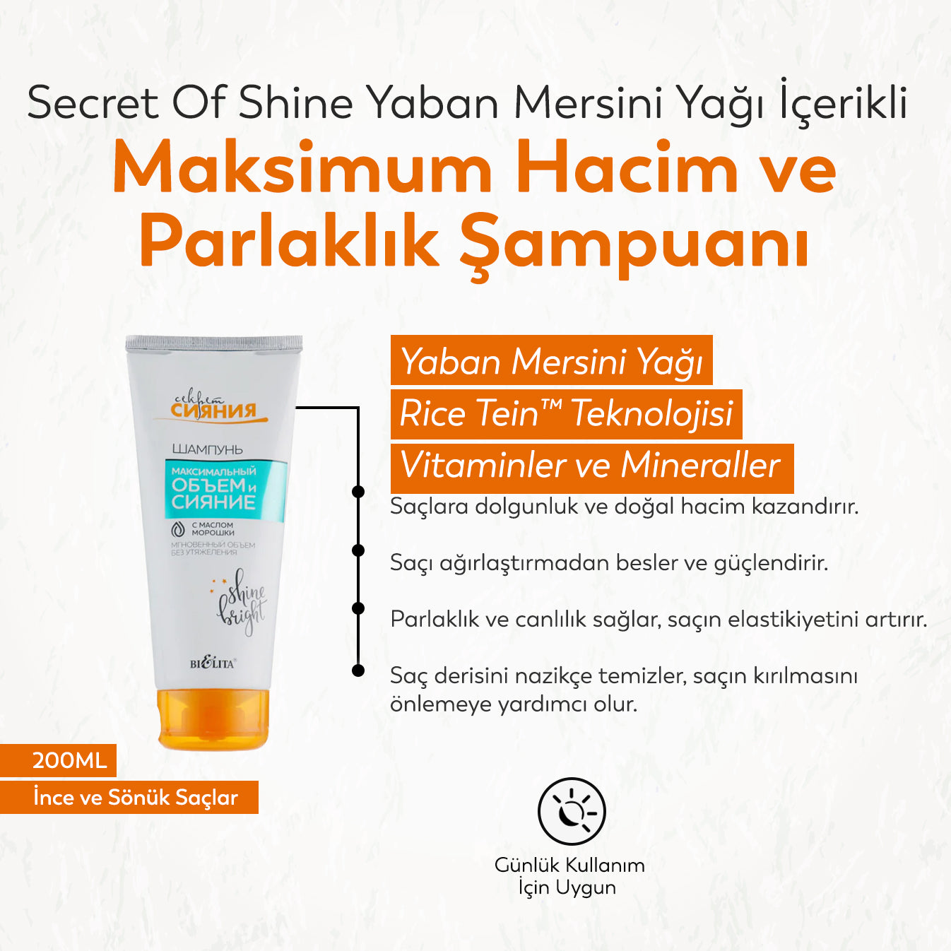 Secret Of Shine Yaban Mersini Yağı İçerikli Maksimum Hacim Ve Parlaklık Şampuanı (200 ml)