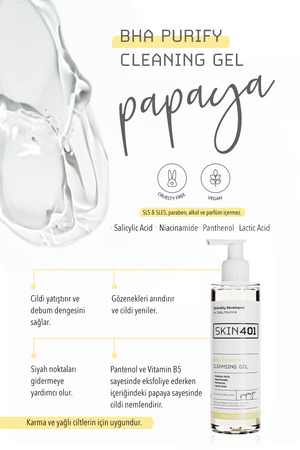 Skin401 BHA Arındırıcı Siyah Nokta Karşıtı Yüz Temizleme Jeli 200ml | mialoom