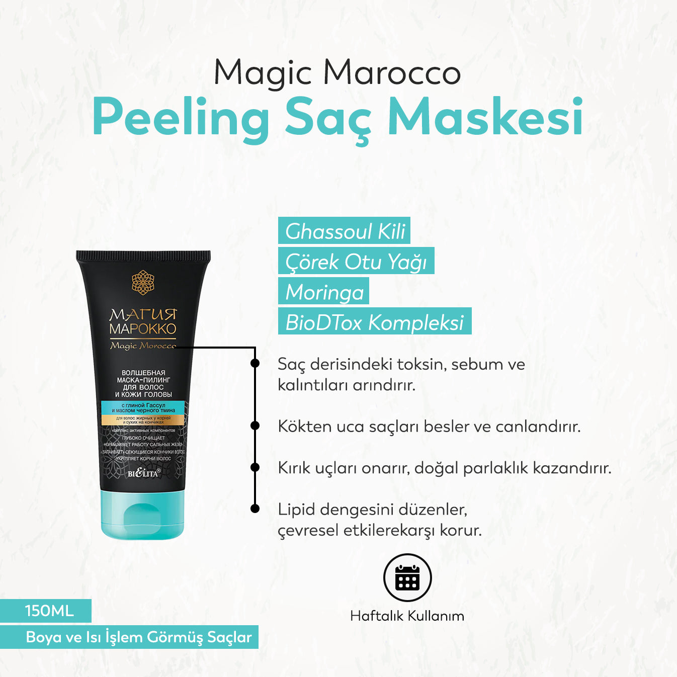 Belita Magic Marocco Peeling Saç Maskesi Ghassoul Kili ve Çörek Otu Yağı (150 ml)