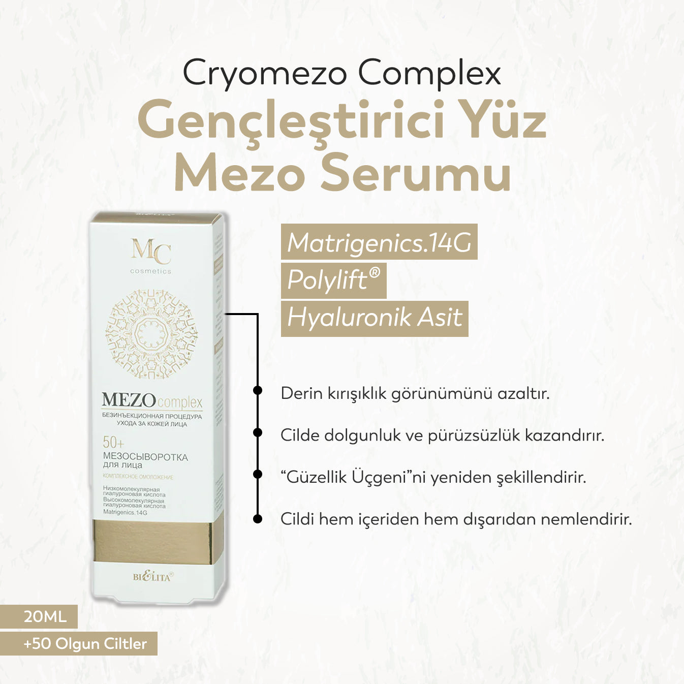 Cryomezo Complex Gençleştirici Yüz Mezo Serumu +50 (20 ml)