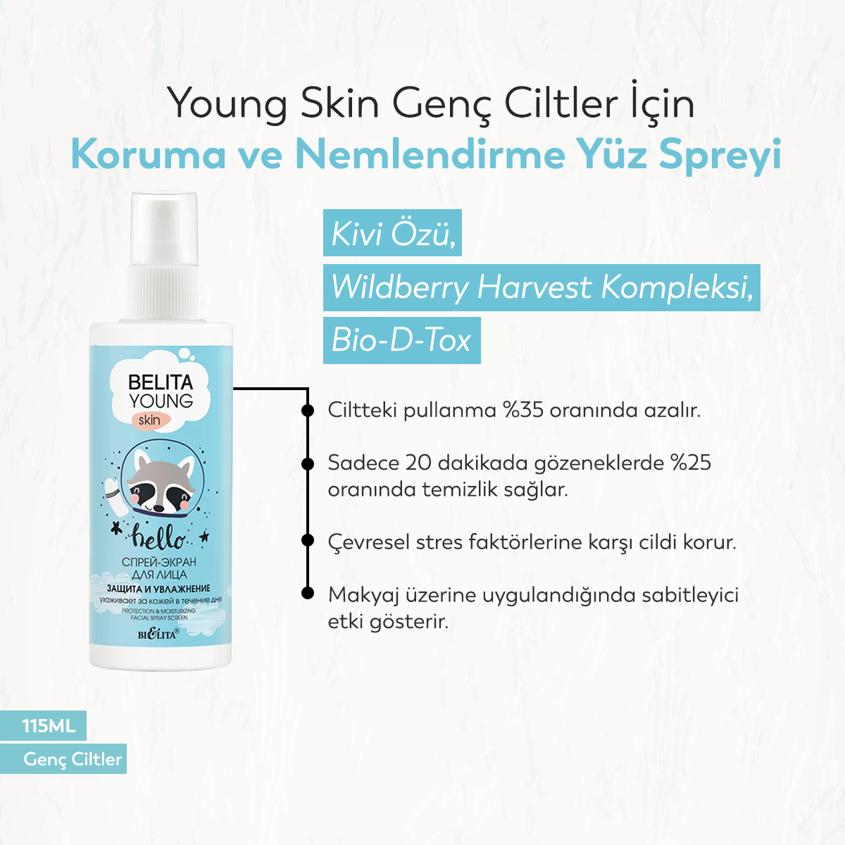 Young Skin Genç Ciltler İçin Koruma ve Nemlendirme Yüz Spreyi (115 ml)