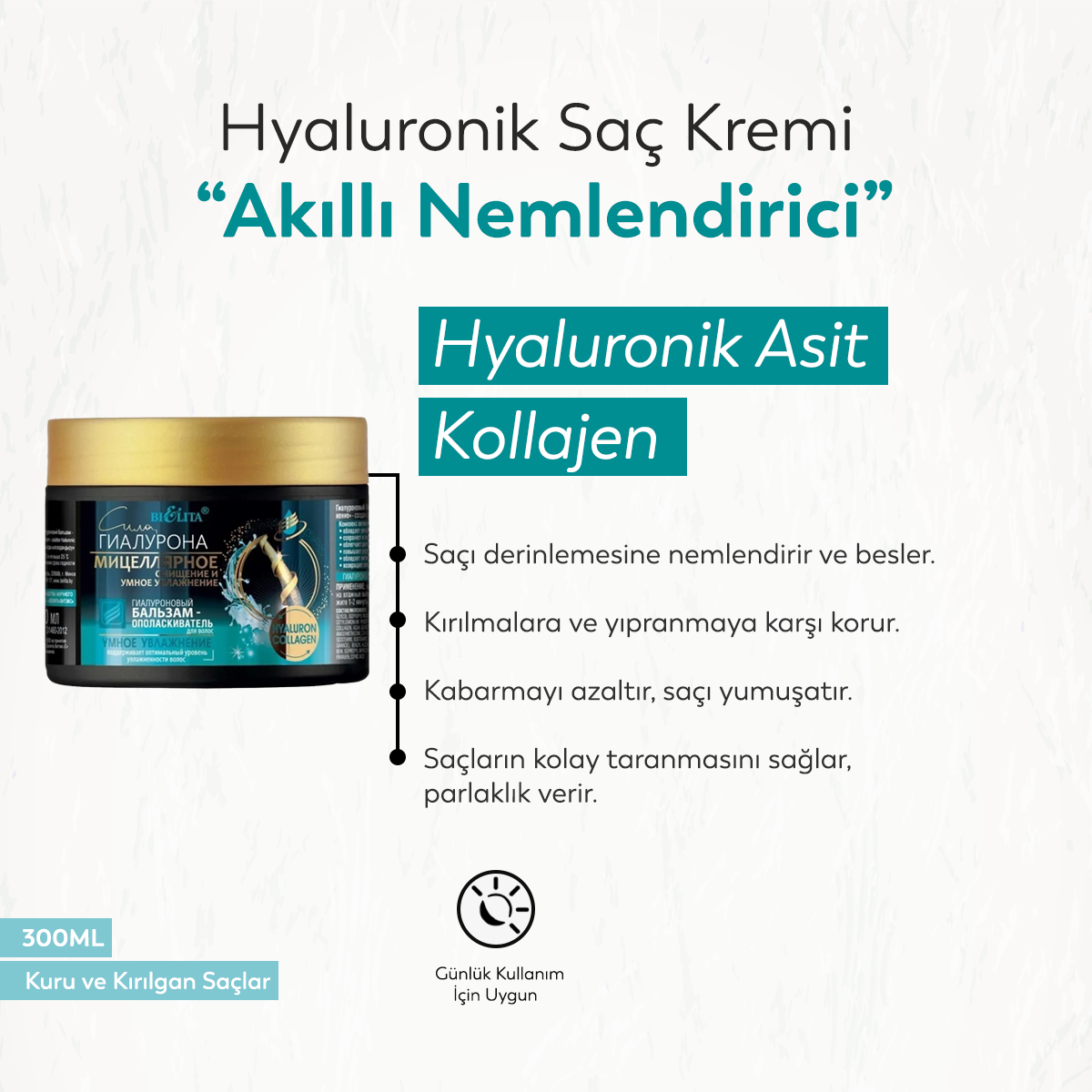 Belita Sila Gialurona Hyaluronik Saç Kremi "Akıllı Nemlendirici" (300 ml)