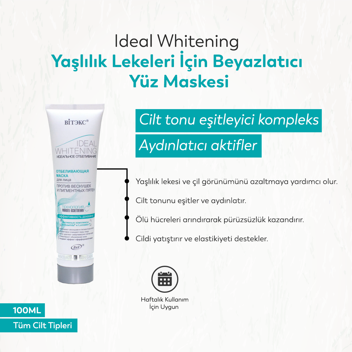 Ideal Whitening Yaşlılık Lekeleri İçin Beyazlatıcı Yüz Maskesi (100 ml)