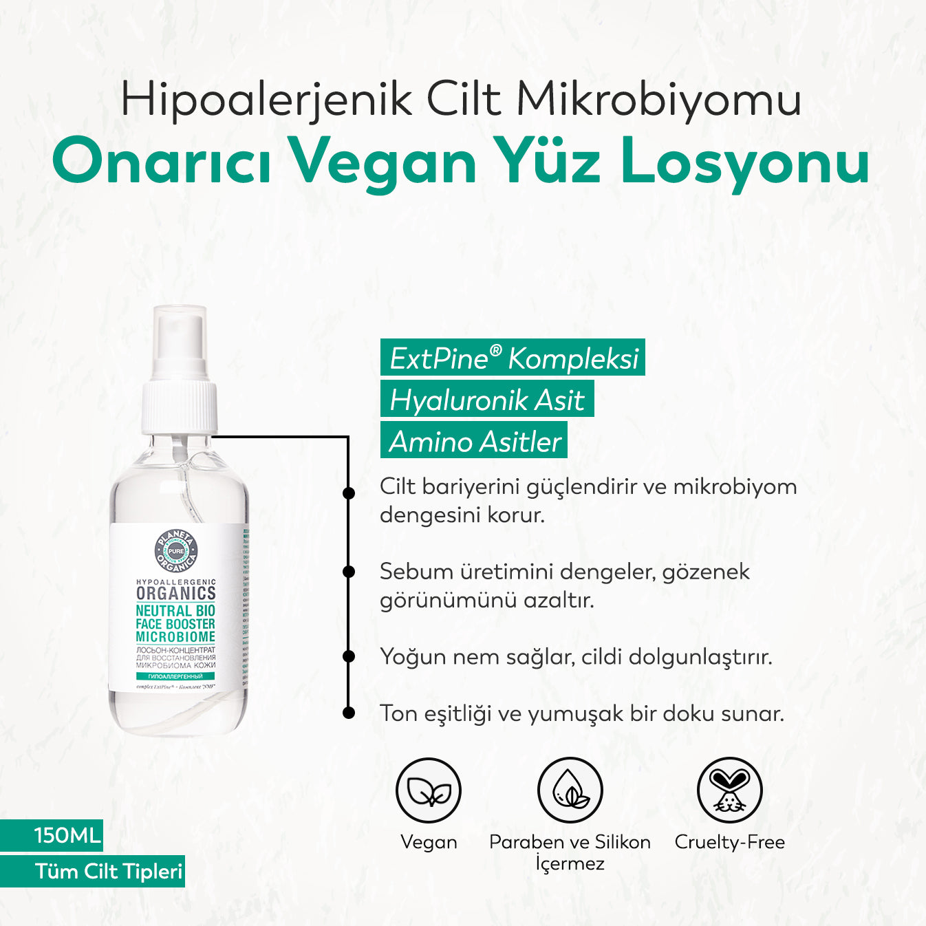 Planeta Organica - Pure - Vegan Formül - Cilt Mikrobiyomu Onarıcı Yüz Losyonu (150 ml)