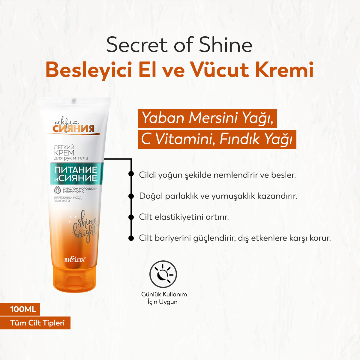 Secret Of Shine Besleyici El Ve Vücut Kremi Yaban Mersini Yağı (100 ml)