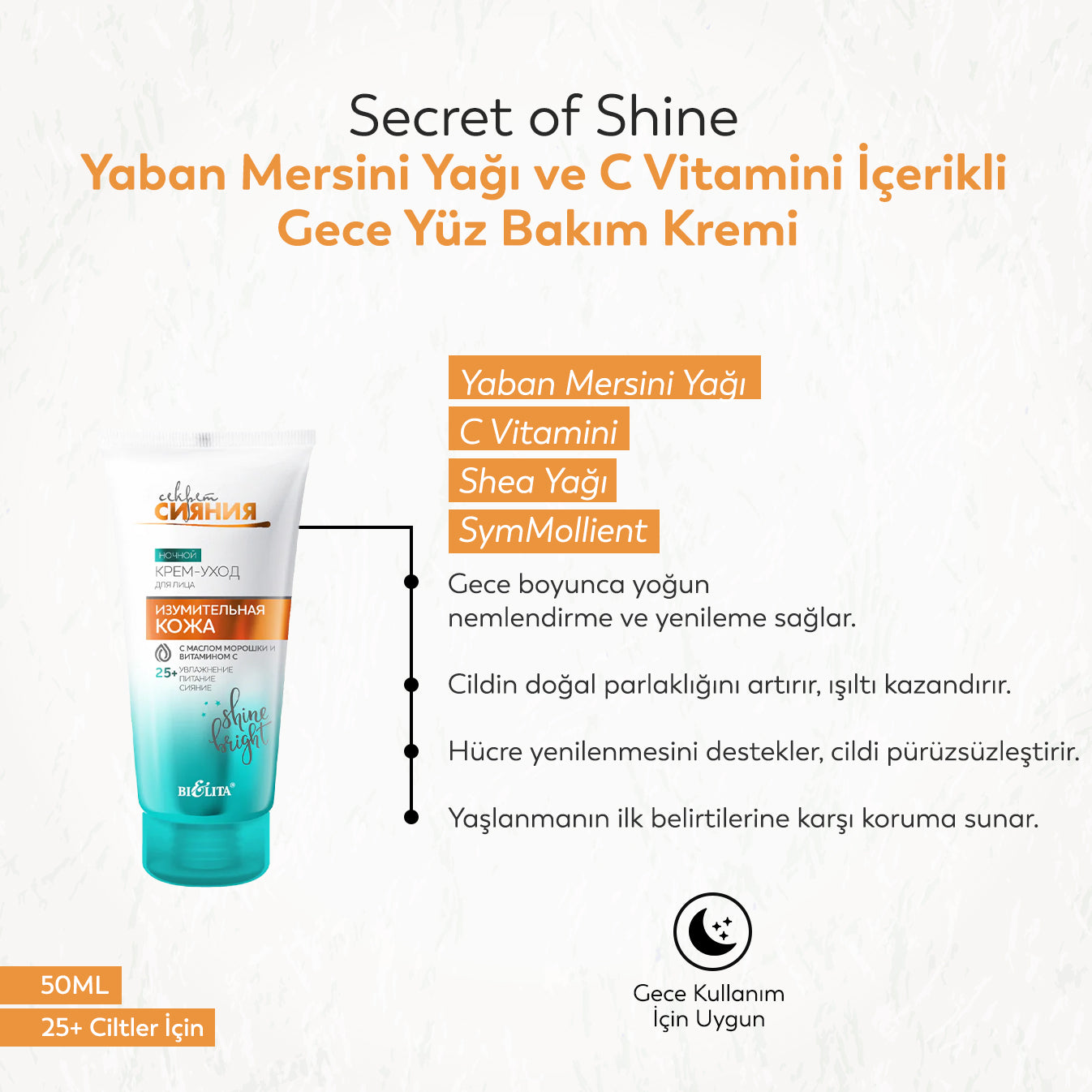 Secret Of Shine Yaban Mersini Yağı Ve C Vitamini Içerikli Gece Yüz Bakım Kremi (50ml)
