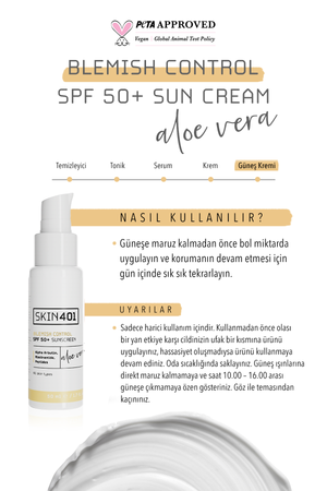 Skin401 SPF 50+ Leke Karşıtı Aloe Vera Nemlendiricili Güneş Kremi 50ml | mialoom