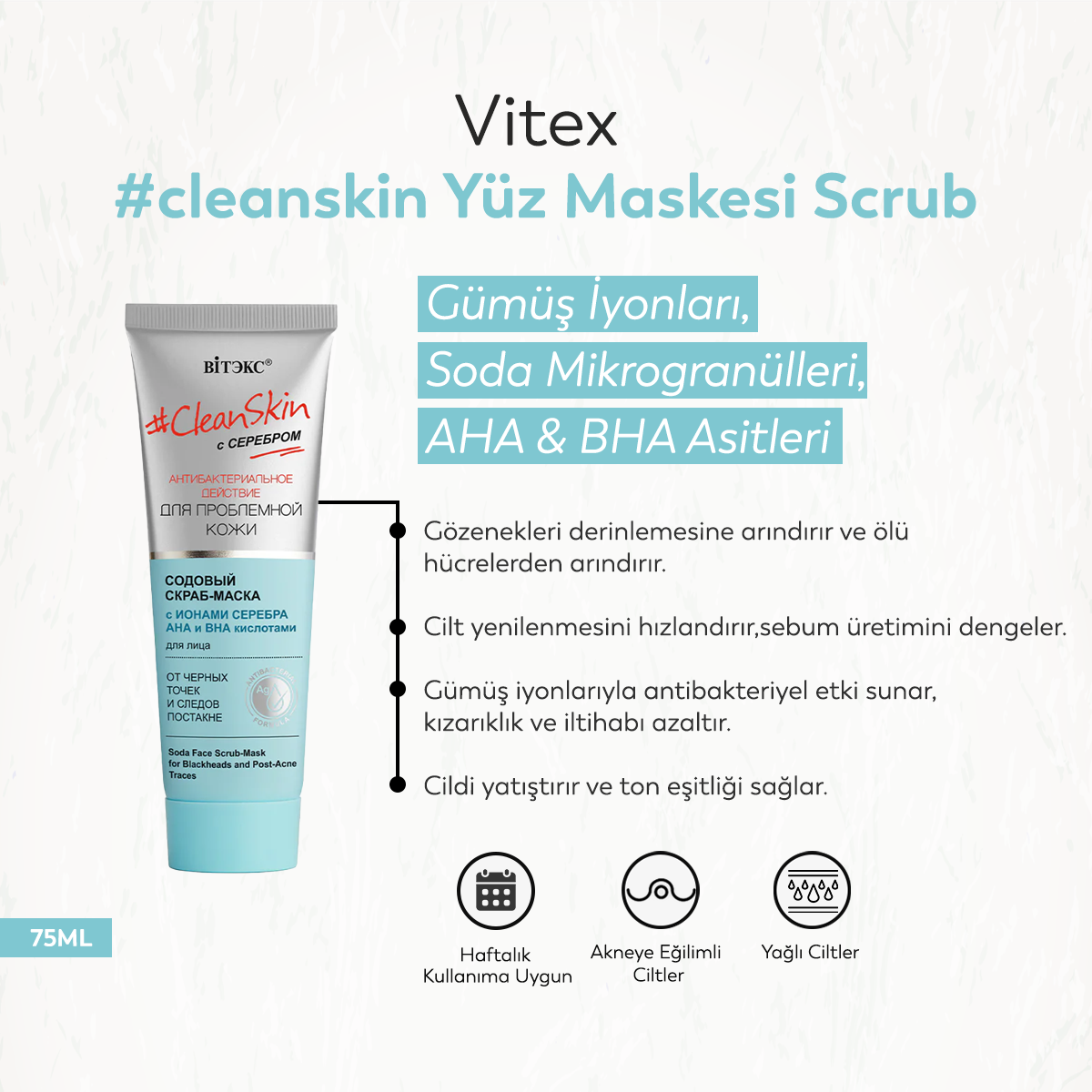 Vitex #cleanskin Yüz Maskesi Scrub (75 ml)