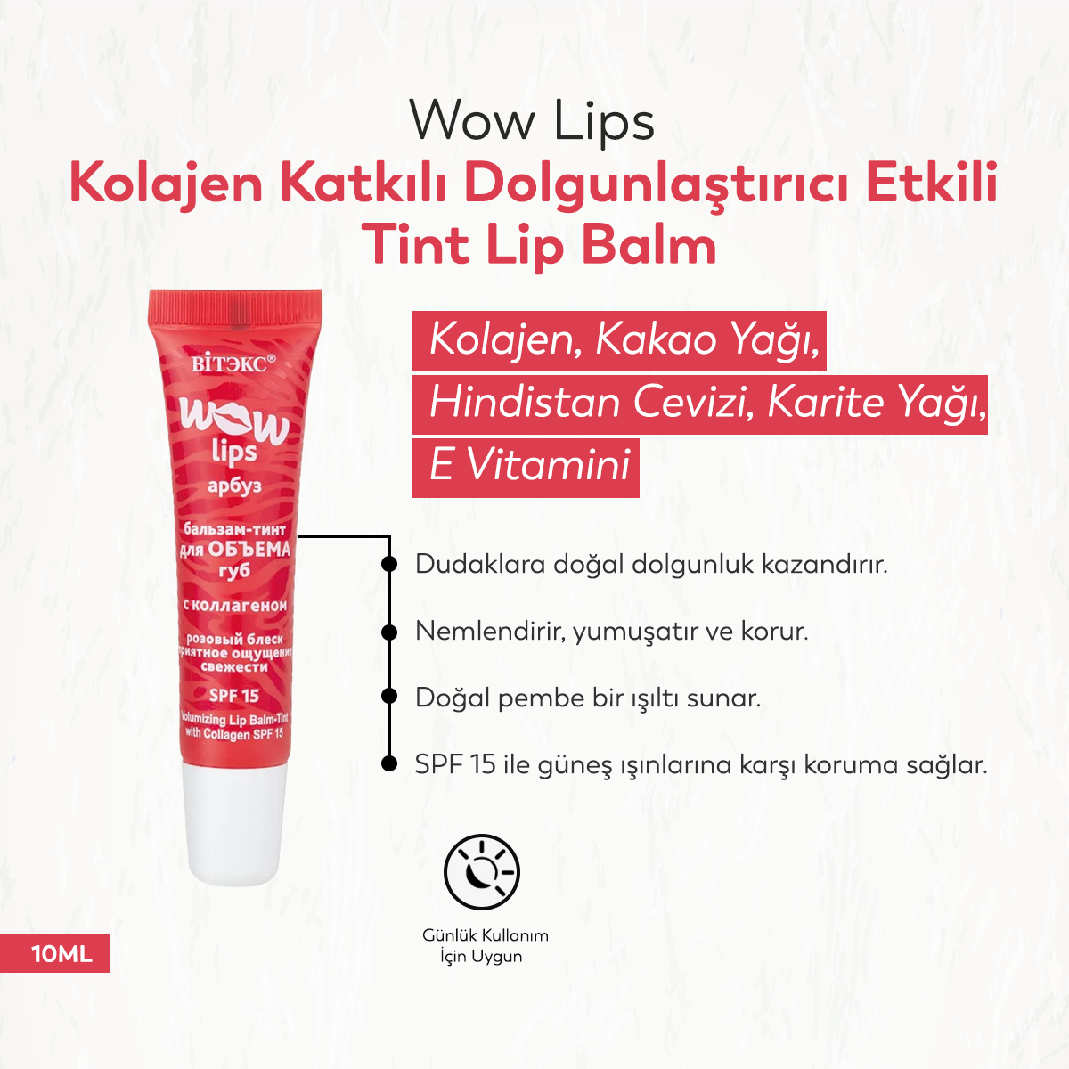 Vitex Wow Lips Kolajen Katkılı Dolgunlaştırıcı Etkili Tint Lip Balm (10 ml)