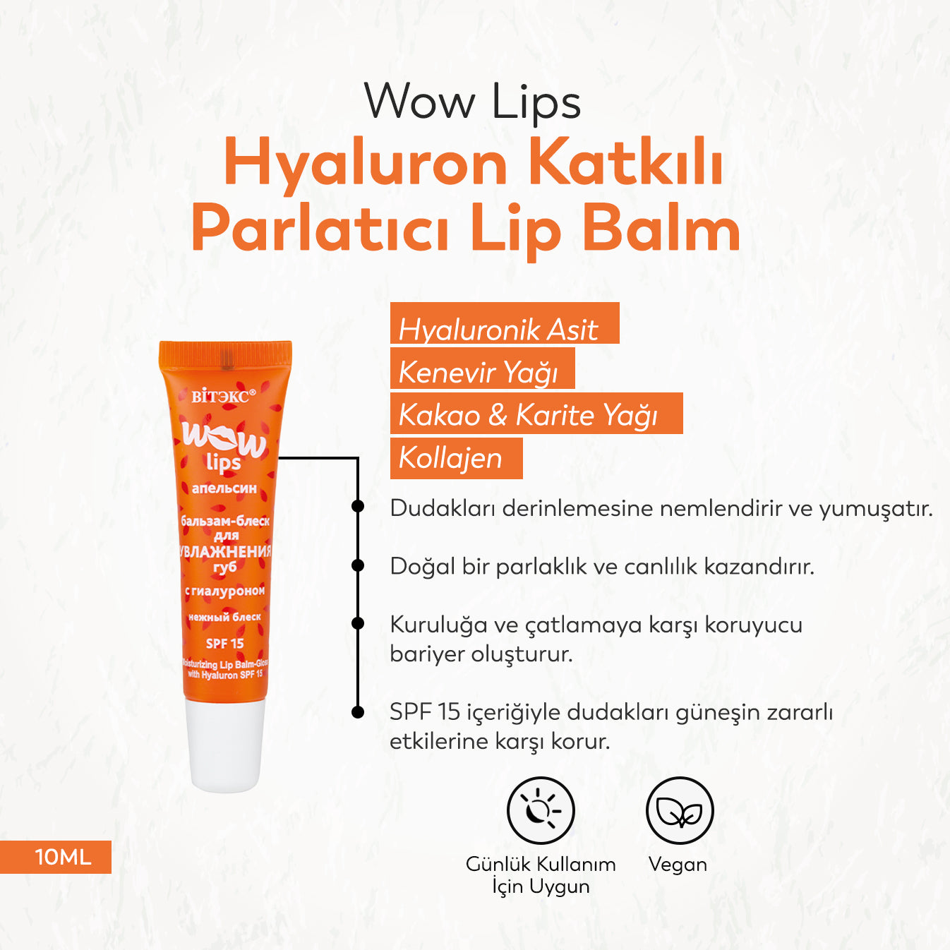Vitex Wow Lips Hyaluron Katkılı Parlatıcı Lip Balm (10ml)