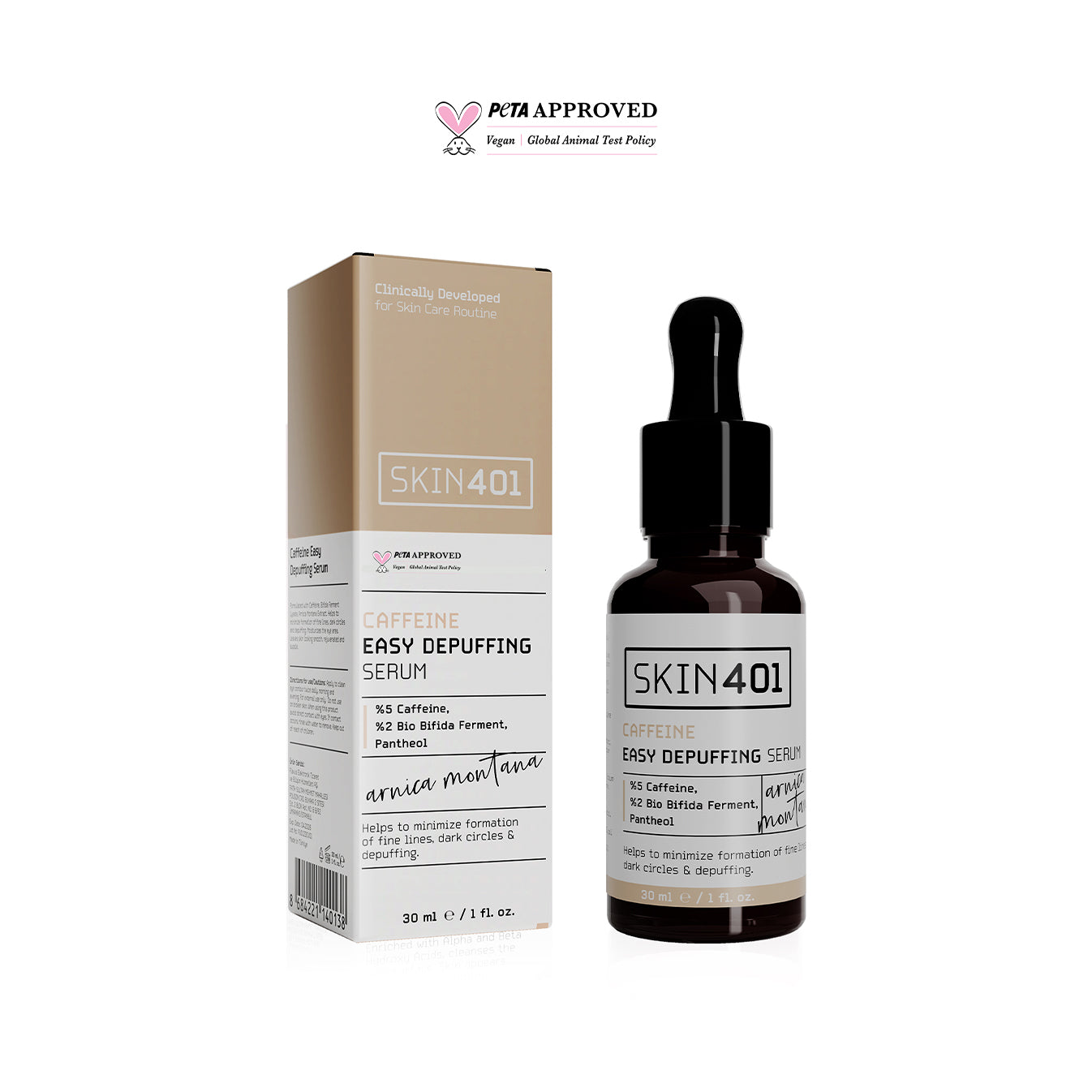 Skin401 %5 Kafein Göz Altı Şişlik ve Torbalanma Önlemeye Yardımcı Serum (30 ml)