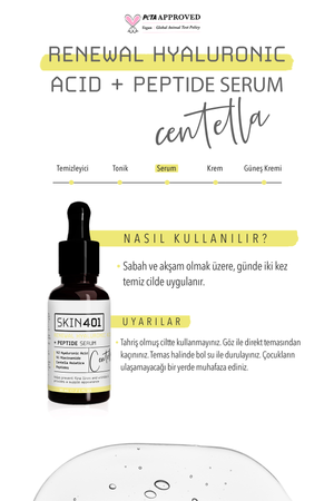 Skin401 %2 Hyarulonik Asit Peptit Yogun Nemlendirici Serum 30ml | mialoom