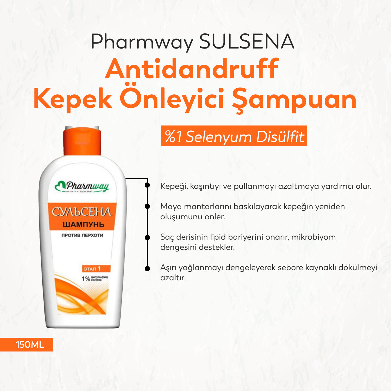 Pharmway SULSENA Antidandruff Kepek Önleyici Şampuan (Selenyum Disülfit %1)