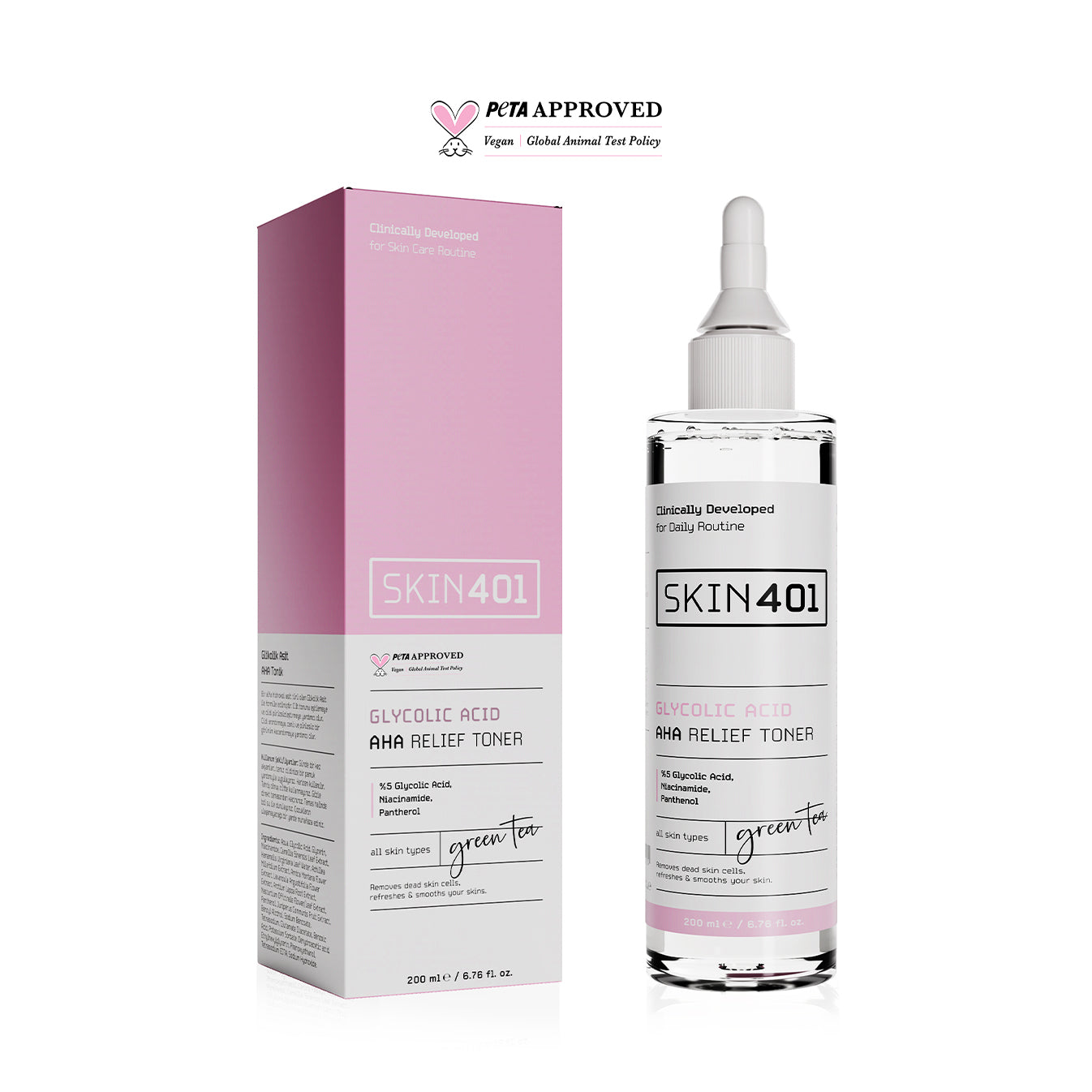 Skin401 %5 Glikolik Asit Aydınlatıcı Etkili & Leke Karşıtı Tonik Tonik 200ml