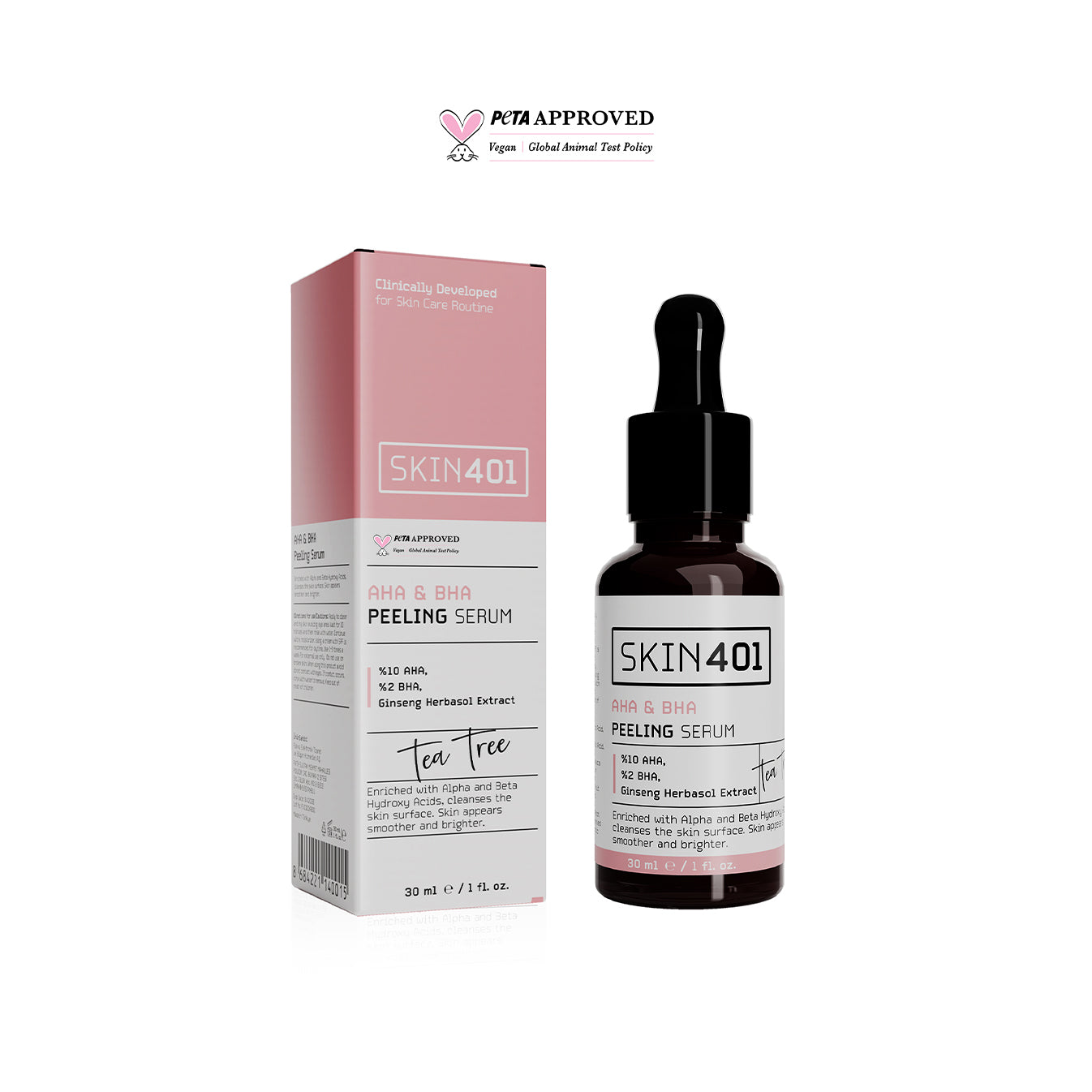 Skin401 AHA %10 BHA %2 Canlandırıcı Cilt Tonu Eşitleyici Yüz Peeling Serum 30ml