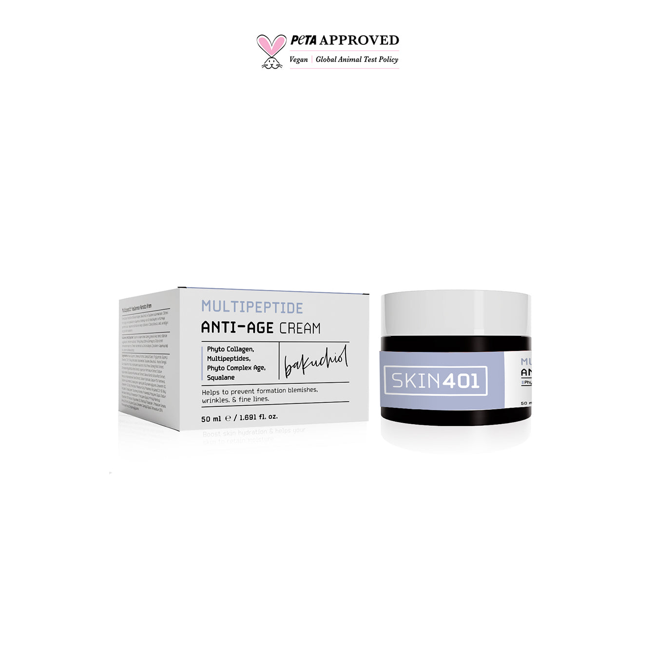 Skin401 Multipeptit Bakuchiol (Vegan Retinol) Yaşlanma ve Kırışıklık Karşıtı Krem 50ml