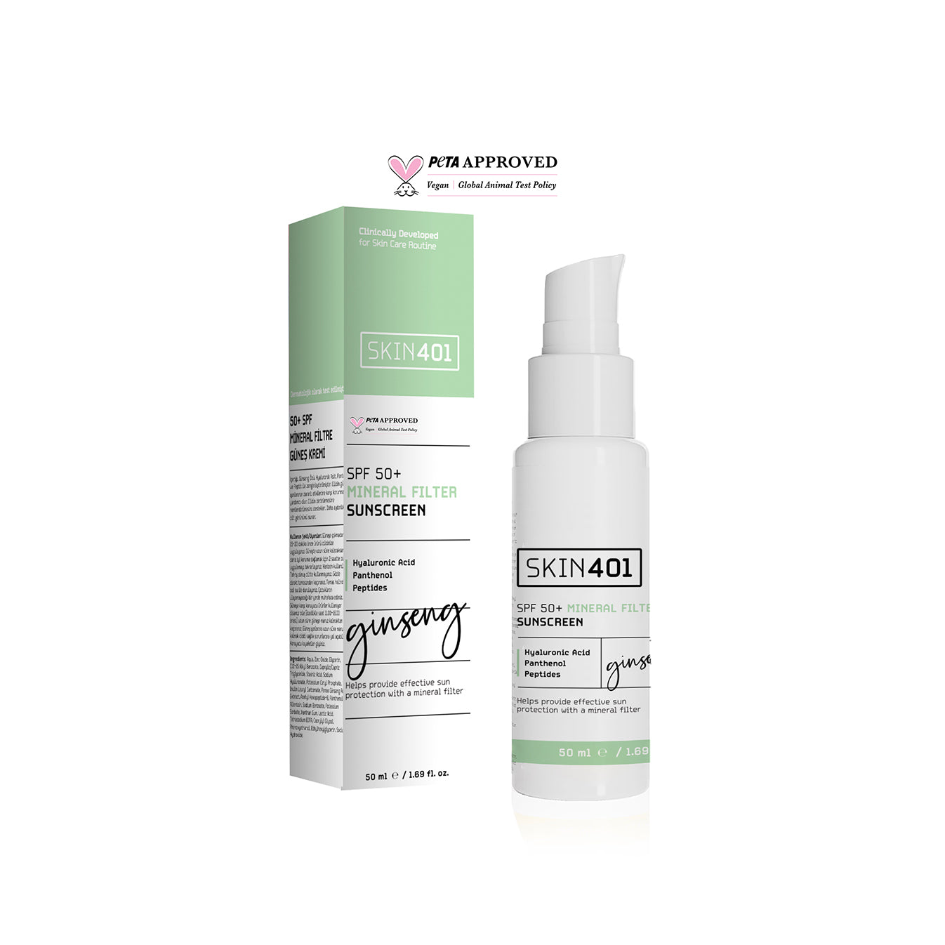 Skin401 SPF 50+ Mineral Filtre Güneş Kremi 50 ml