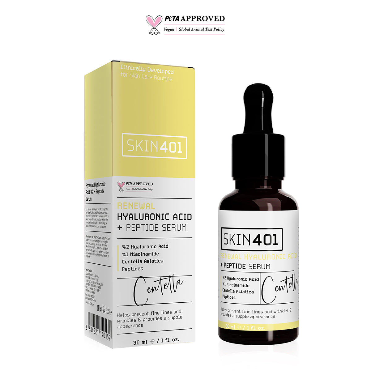 Skin401 %2 Hyarulonik Asit Peptit Yogun Nemlendirici Serum 30ml