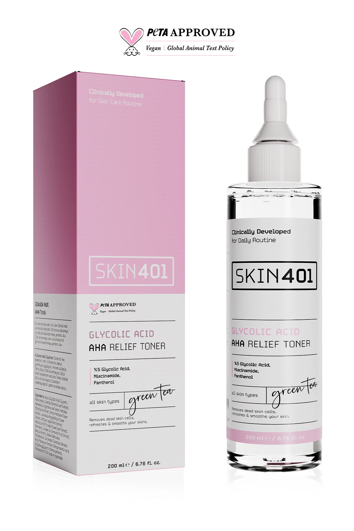 Skin401 %5 Glikolik Asit Aydınlatıcı Etkili & Leke Karşıtı Tonik Tonik 200ml