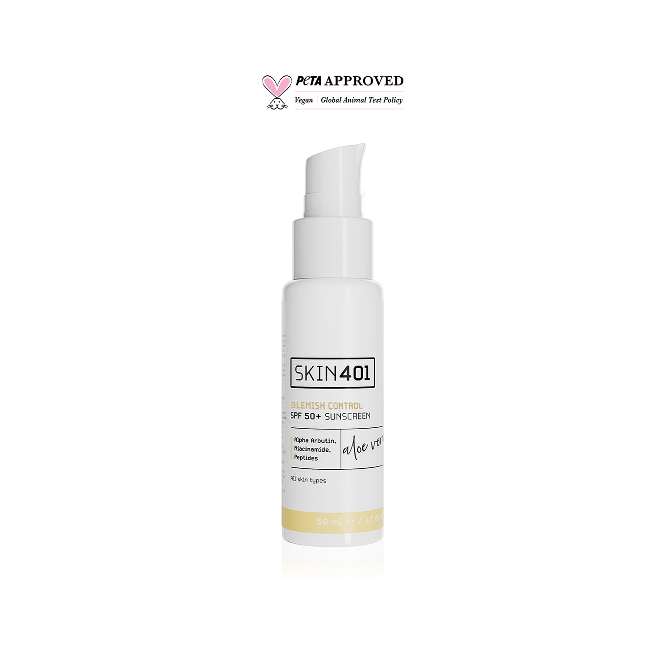 Skin401 SPF 50+ Leke Karşıtı Aloe Vera Nemlendiricili Güneş Kremi 50ml