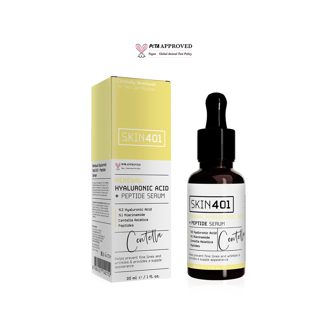 Skin401 %2 Hyarulonik Asit Peptit Yogun Nemlendirici Serum 30ml